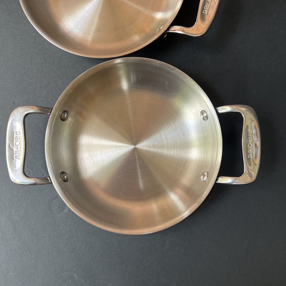 All-Clad 6"  Mini Gratin Pan x2 Double Handle Stainless Steel Oven Broiler Safe - Picture 3 of 13